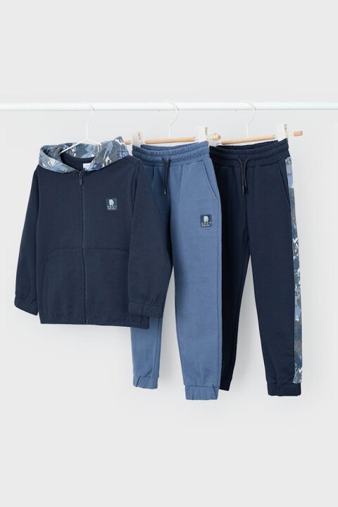 Erkek Çocuk Normal Kalıp 3 Parça Kamuflaj Desenli Eşofman Takımı - Lacivert - Mayoral