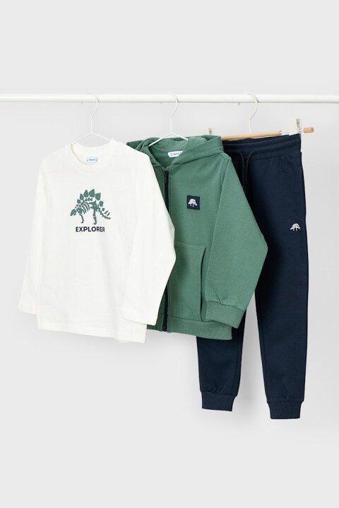 Erkek Çocuk Normal Kalıp Dinozor Temalı 3'lü Eşofman Takımı - Yeşil - Mayoral