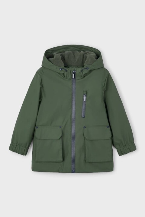 Erkek Çocuk Normal Kalıp Kapüşonlu İçi Polar Astarlı Yağmurluk - Yeşil - Mayoral