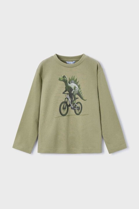 Erkek Çocuk Normal Kalıp Uzun Kollu Dinozor Baskılı T-Shirt - Yeşil - Mayoral
