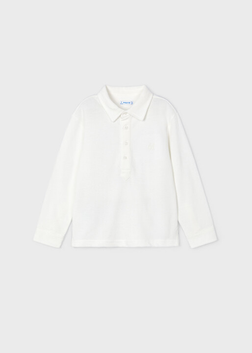 Erkek Çocuk Polo Uzun Kollu T-Shirt - Beyaz 