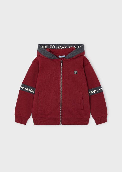 Erkek Çocuk Fermuarlı Kapüşonlu Sweatshirt Bordo 