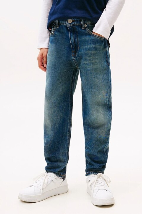 Erkek Çocuk Rahat Kesim Eskitme Görünümlü Jean Pantolon - Mavi - Tommy Hilfiger