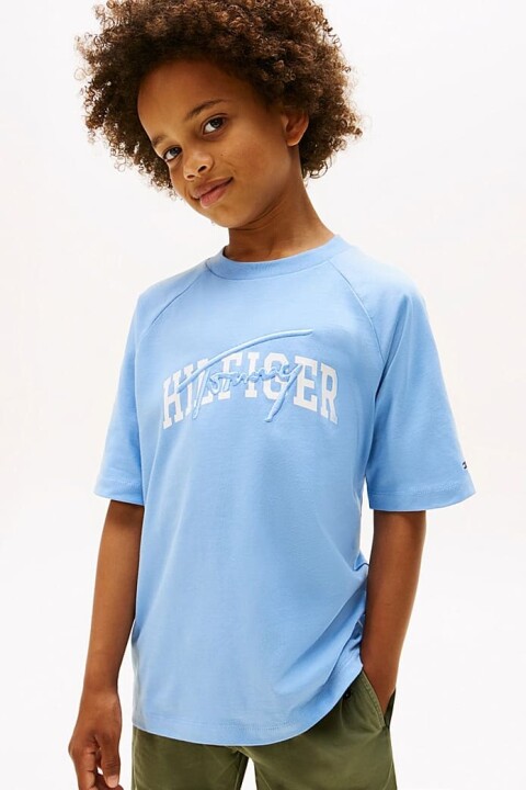 Erkek Çocuk Reglan Kollu Grafik Baskılı T-Shirt - Mavi - Tommy Hilfiger