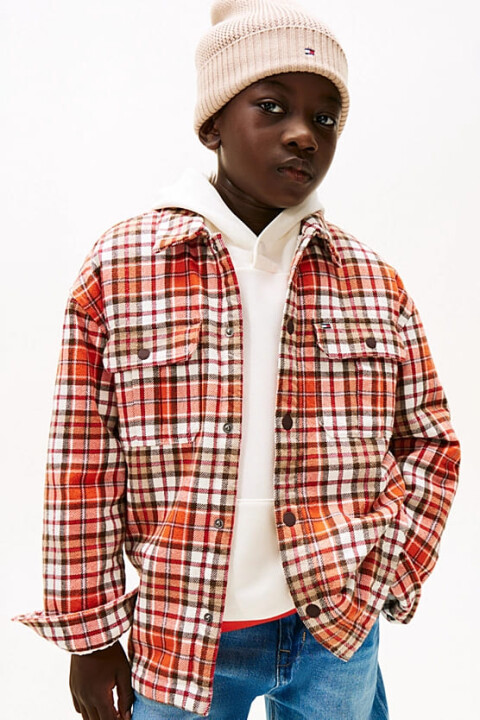 Erkek Çocuk Regular Fit Düşük Omuz Ekoseli Gömlek Ceket - Çok Renkli - Tommy Hilfiger