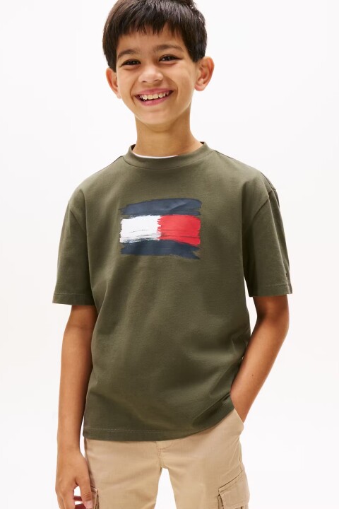 Erkek Çocuk Regular Fit Grafik Baskılı T-Shirt - Haki - Tommy Hilfiger