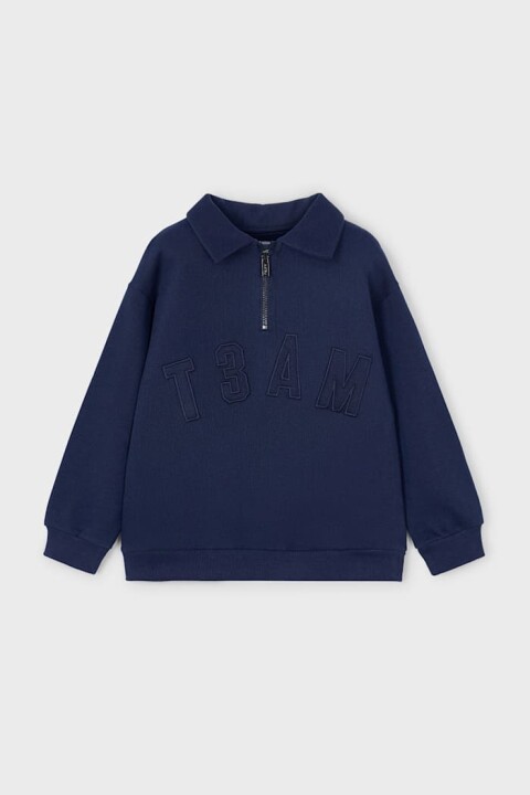 Erkek Çocuk Regular Fit Kabartma Yazılı Polo Yaka Sweatshirt - Lacivert - Mayoral