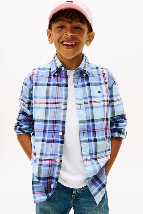 Erkek Çocuk Regular Kalıp Ekose Gömlek - Mavi - Tommy Hilfiger