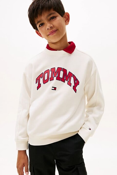 Erkek Çocuk Regular Kalıp Kolej Stili Baskılı Sweatshirt - Kırık Beyaz 