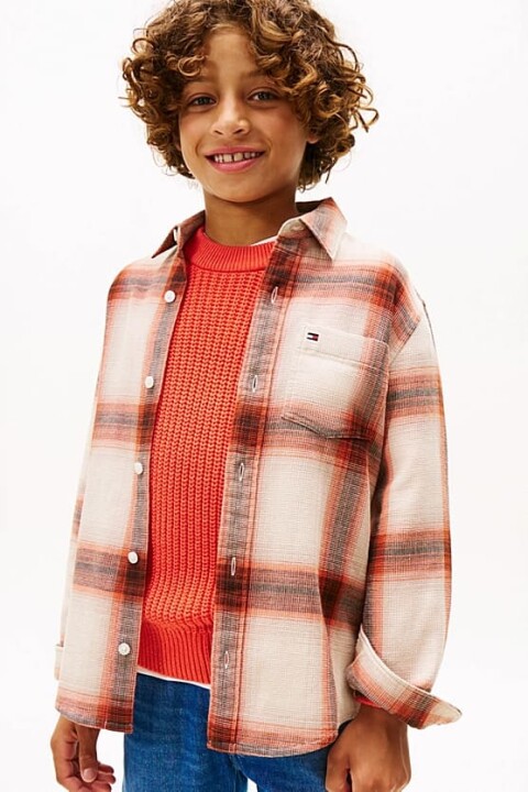 Erkek Çocuk Regular Kalıp Waffle Dokulu Ekose Gömlek - Çok Renkli - Tommy Hilfiger