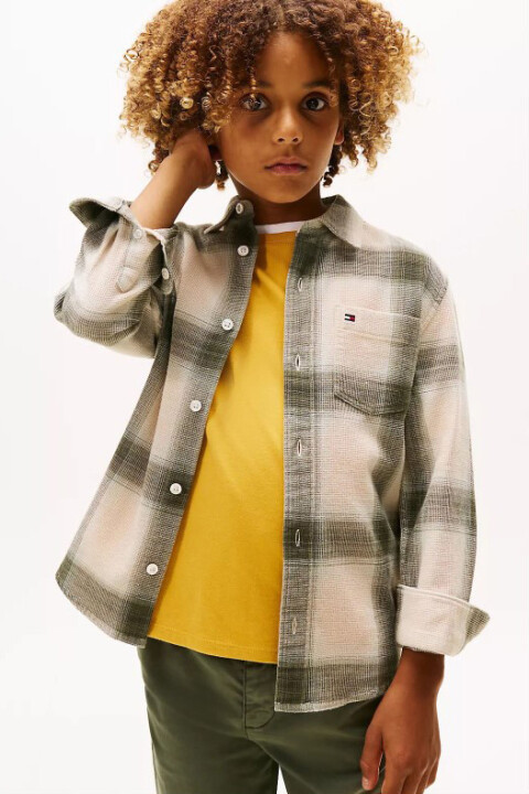 Erkek Çocuk Regular Kalıp Waffle Dokulu Ekose Gömlek - Çok Renkli - Tommy Hilfiger