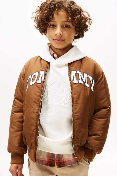 Erkek Çocuk Relaxed Fit Çift Taraflı Bomber Ceket - Kahverengi - Tommy Hilfiger