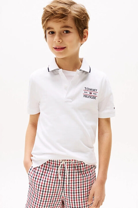Erkek Çocuk Th Bayrak Logo Polo T-Shirt - Beyaz - Tommy Hilfiger