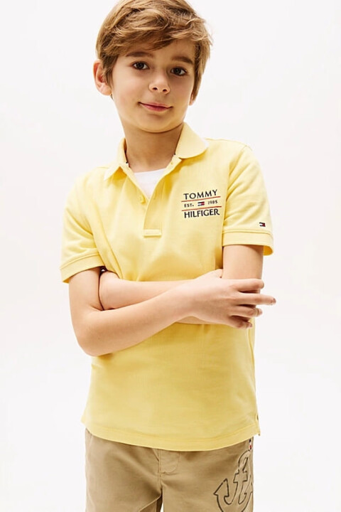 Erkek Çocuk Th Bayrak Logo Polo T-Shirt - Sarı - Tommy Hilfiger
