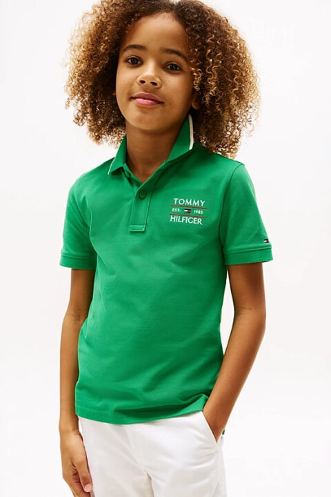 Erkek Çocuk Th Bayrak Logo Polo T-Shirt - Yeşil - Tommy Hilfiger