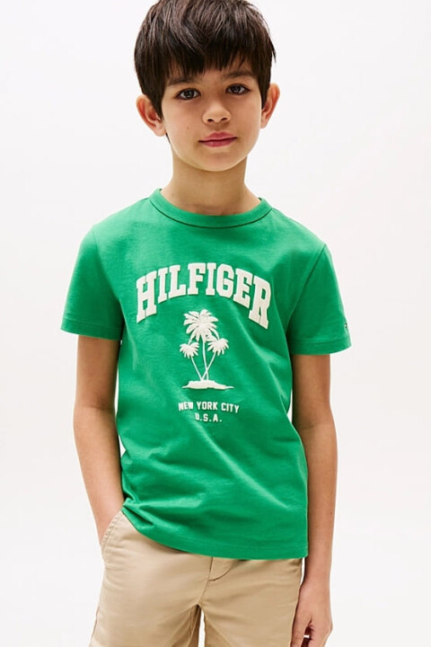 Erkek Çocuk Th Hilfiger Palm Logo T-Shirt - Yeşil - Tommy Hilfiger