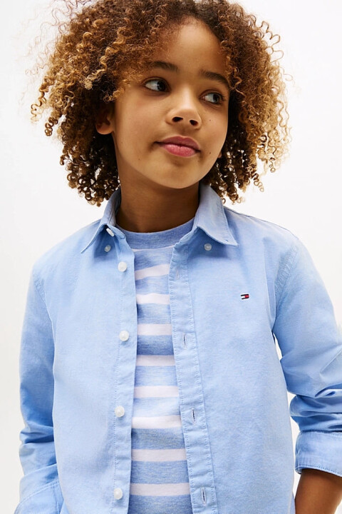 Erkek Çocuk Th Stretch Oxford Gömlek - Mavi - Tommy Hilfiger