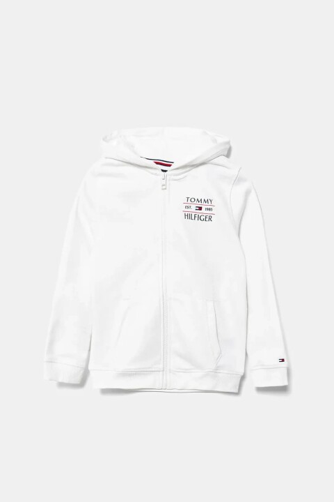 Erkek Çocuk Tommy Flag Fermuarlı Kapüşonlu Sweatshirt - Beyaz - Tommy Hilfiger