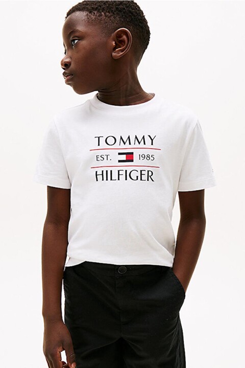 Erkek Çocuk Tommy Flag Hilfiger T-Shirt - Beyaz 