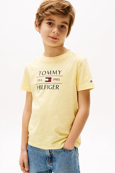Erkek Çocuk Tommy Flag Hilfiger T-Shirt - Sarı 