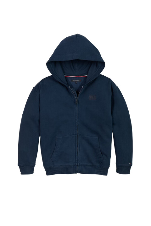 Erkek Çocuk Tonal Flag Emg Fermuarlı Kapüşonlu Sweatshirt - Lacivert - Tommy Hilfiger