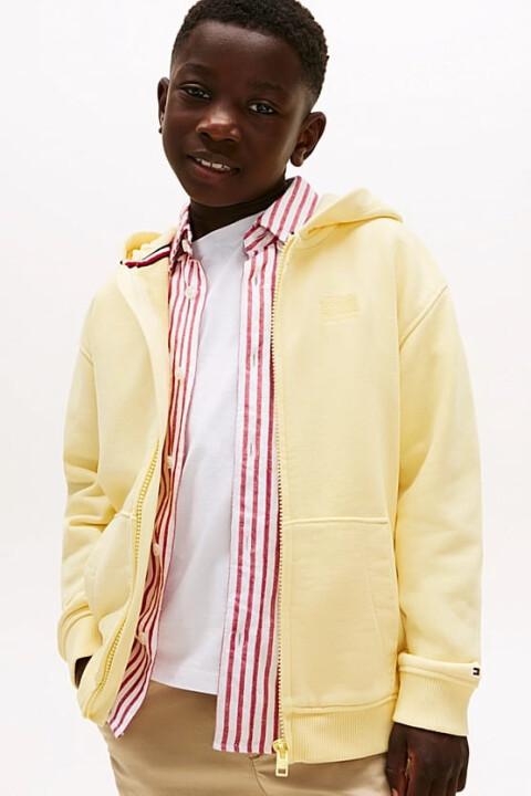 Erkek Çocuk Tonal Logo Fermuarlı Kapüşonlu Sweatshirt - Sarı - Tommy Hilfiger