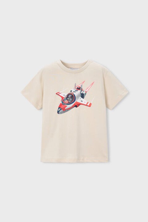 Erkek Çocuk Uzay Mekiği Baskılı T-Shirt - Ekru - Mayoral