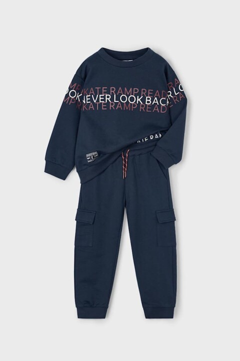 Erkek Çocuk Yazı Baskılı Kargo Cepli Eşofman Takımı - Lacivert - Mayoral