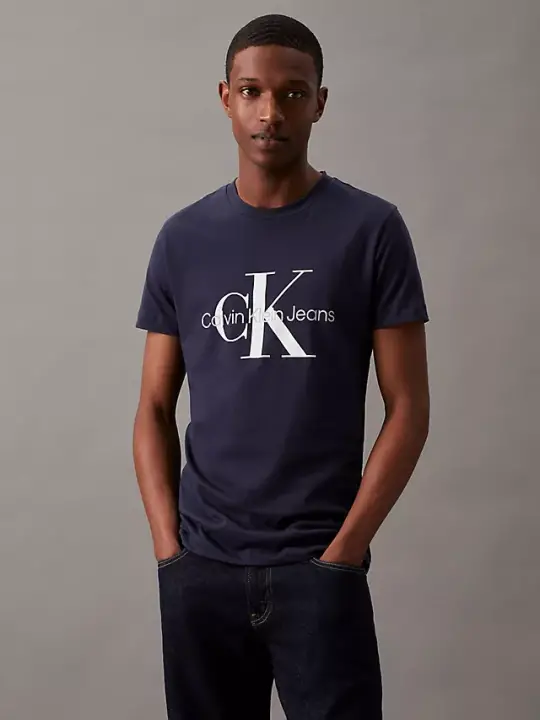 Erkek Core Monologo Bisiklet Yaka Düz T-Shirt - Lacivert 