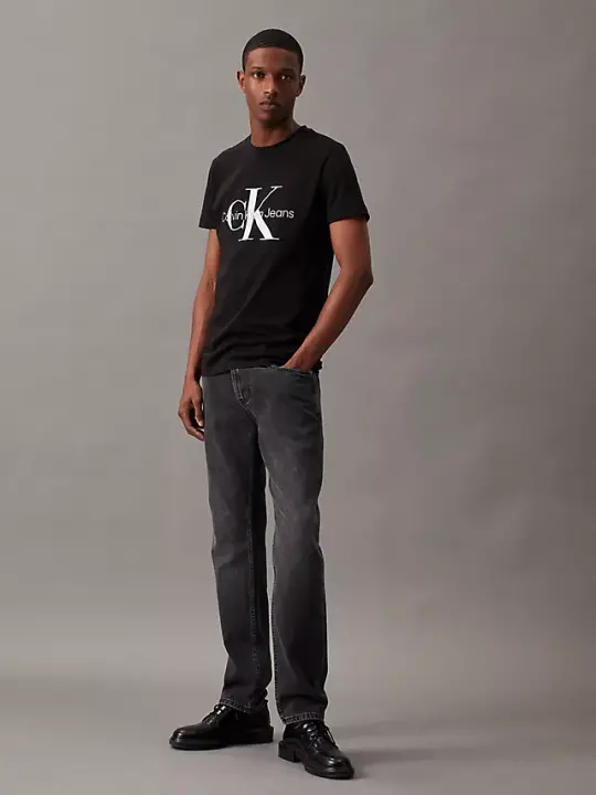 Erkek Core Monologo Bisiklet Yaka Düz T-Shirt - Siyah 
