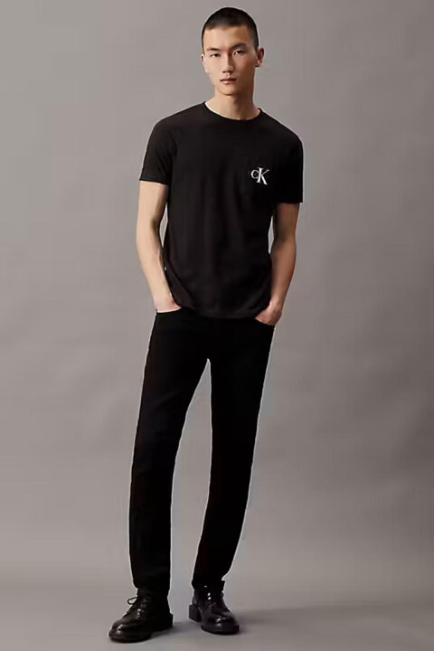 Erkek Core Monologo Slim Fit T-Shirt - Siyah 