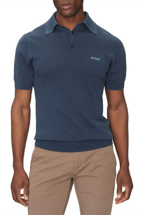 Erkek Cree Normal Kalıp Polo Yaka İpek Karışımlı Triko T-Shirt - Lacivert 