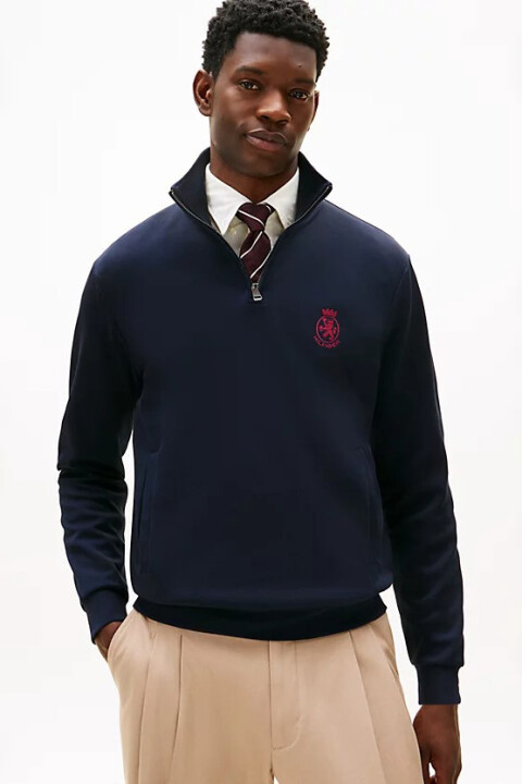 Erkek Crest Gifting Intechno Yarım Fermuarlı Sweatshirt - Lacivert 