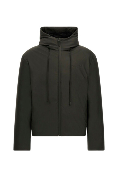 Erkek Dalım Padded Fermuarlı Kapüşonlu Mont - Siyah - Guess