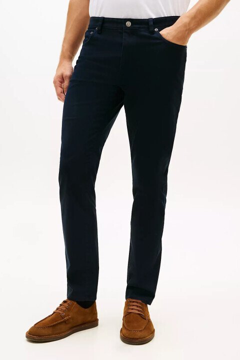 Erkek Denton Beş Cepli Saten Pantolon - Lacivert - Tommy Hilfiger