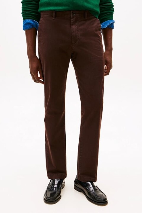 Erkek Denton Düz Paça Chino Pantolon - Kahverengi - Tommy Hilfiger