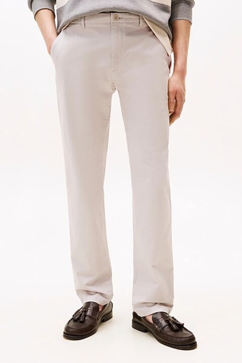 Erkek Denton Düz Paça Chino Pantolon - Kırık Beyaz 