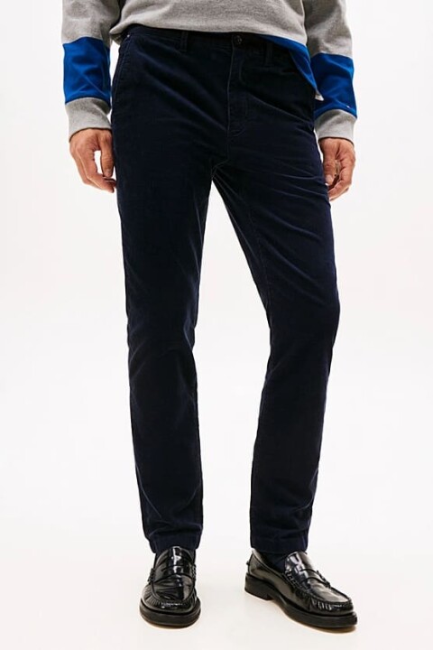 Erkek Denton Düz Paça Kadife Pantolon - Lacivert - Tommy Hilfiger