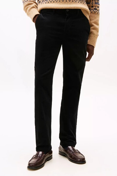 Erkek Denton Düz Paça Kadife Pantolon - Siyah - Tommy Hilfiger