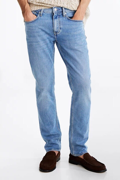 Erkek Denton Solmuş Düz Paça Kot Pantolon - Mavi 