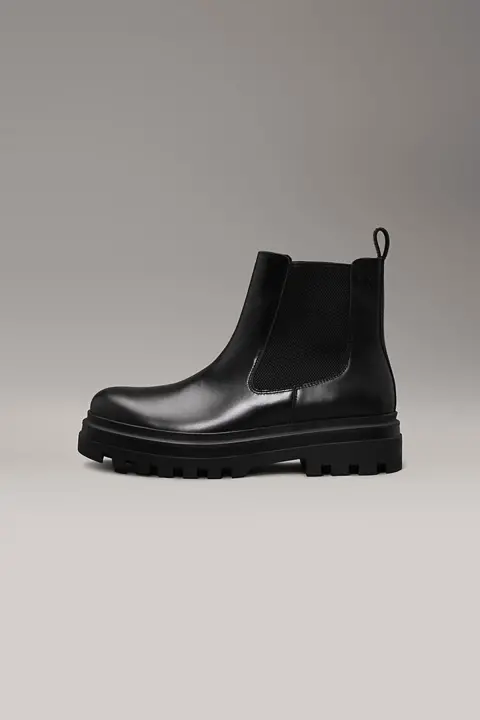 Erkek Deri Lug Chelsea Bot - Siyah - Calvin Klein