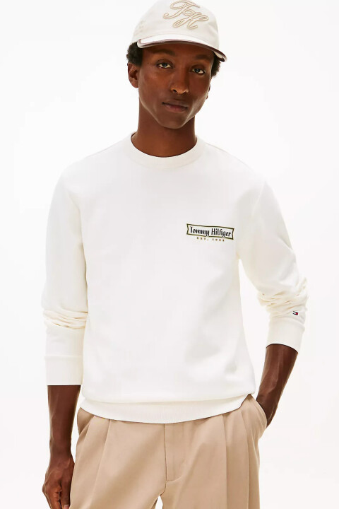 Erkek Diner Retro Logolu Bisiklet Yaka Sweatshirt - Beyaz 