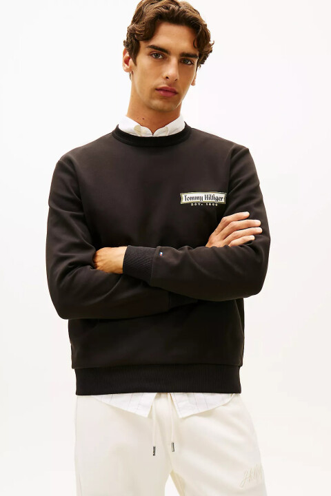 Erkek Diner Retro Logolu Bisiklet Yaka Sweatshirt - Siyah 