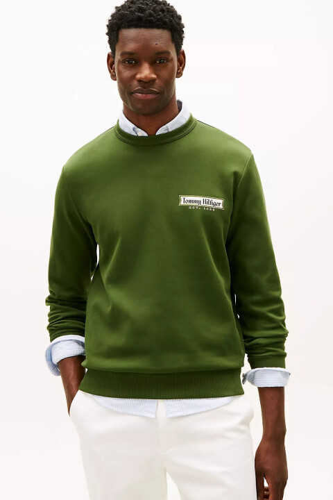 Erkek Diner Retro Logolu Bisiklet Yaka Sweatshirt - Yeşil - Tommy Hilfiger