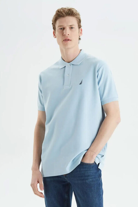 Erkek Düğmeli Polo Yaka T-Shirt - Mavi 