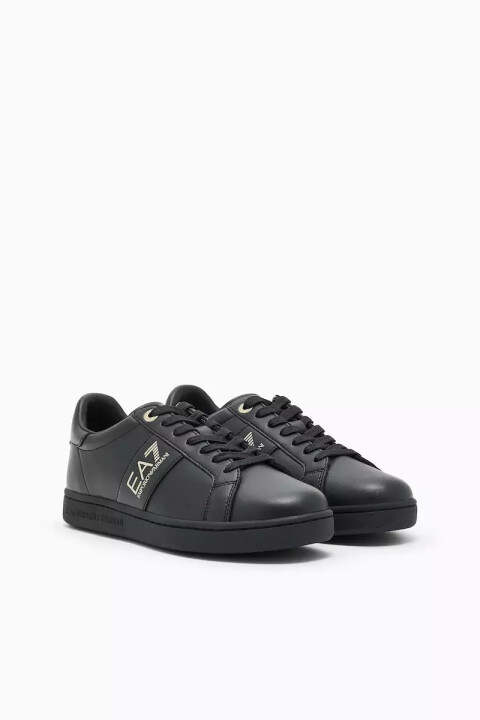 Erkek EA7 Altın Logolu Günlük Sneaker - Siyah 