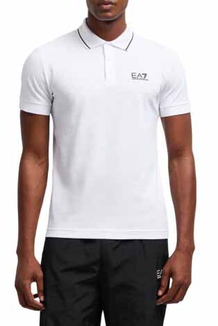 Erkek Ea7 Polo Yaka T-Shirt - Beyaz 