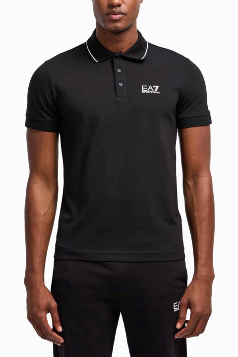 Erkek Ea7 Polo Yaka T-Shirt - Siyah 