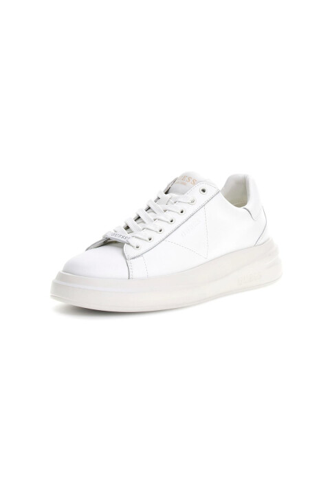 Erkek Elba Deri Kalın Tabanlı Sneaker - Beyaz 