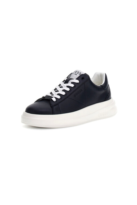 Erkek Elba Deri Kalın Tabanlı Sneaker - Lacivert / Beyaz 